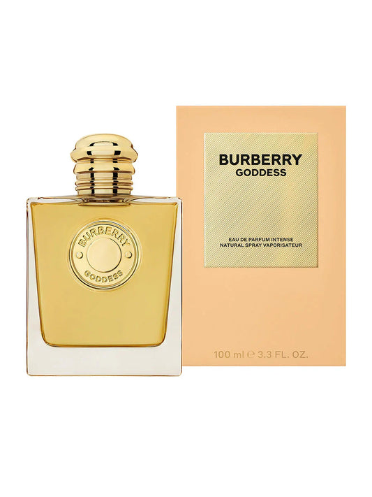 Burberry Goddess perfume bottle and packaging on a white background
