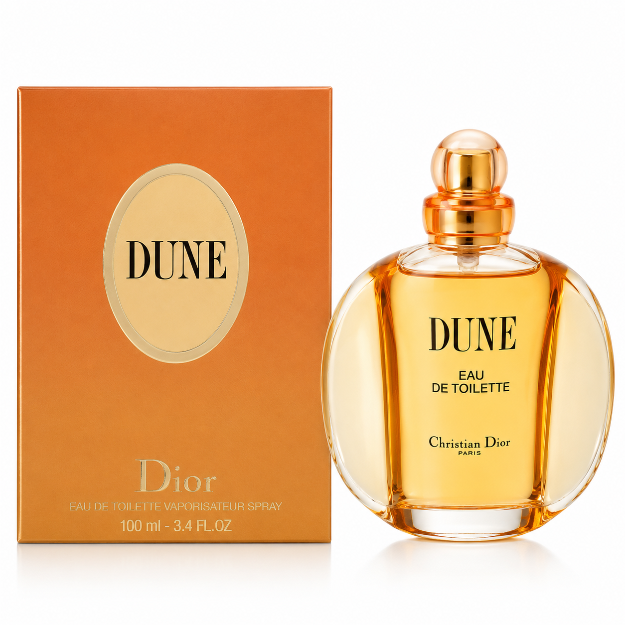 Dune Eau de Toilette bottle and packaging by Christian Dior on a white background