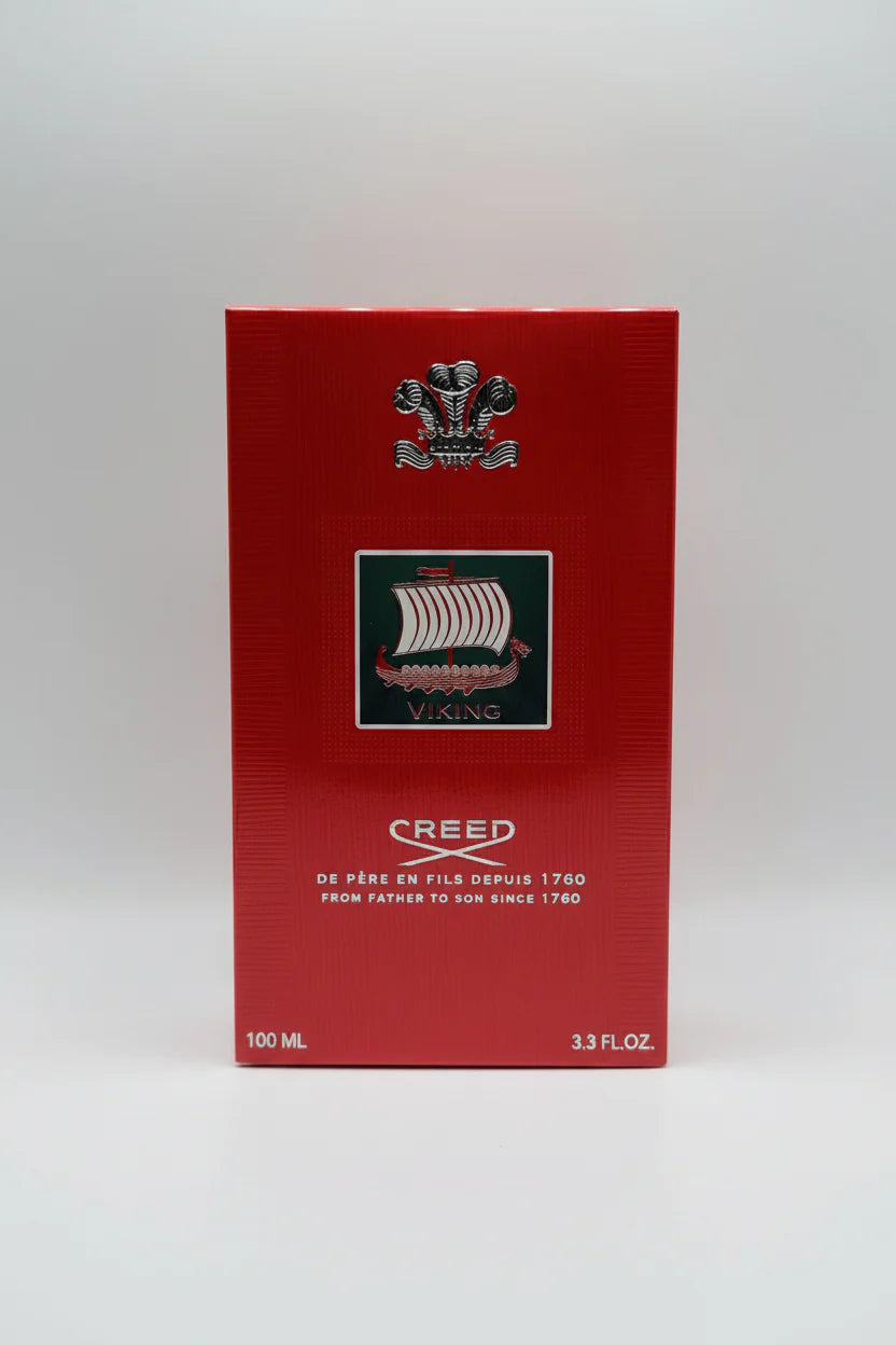 Red Creed Viking perfume box on a white background